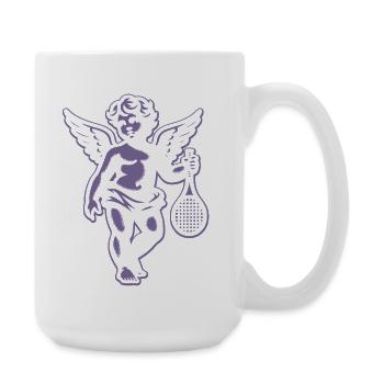Tennis Fun Shirt Angel Cherub Retro Renaissance - Large Mug 440 ml - white - Right