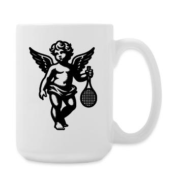 Tennis Shirt Angel Cherub Retro Renaissance black - Large Mug 440 ml - white - Right