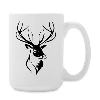 Silhouette élégante d'une tête de cerf noire - Grande tasse 440 ml - blanc - Droite