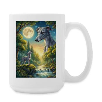 Chien lévrier mème hurlant à la lune - Grande tasse 440 ml - blanc - Droite