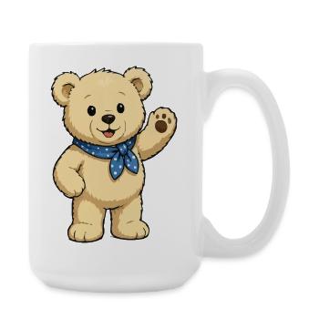 Ours en peluche avec écharpe bleue - Grande tasse 440 ml - blanc - Droite
