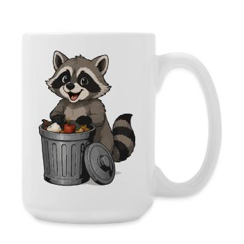 Raccoon with fruit in garbage can - Large Mug 440 ml - white - Right