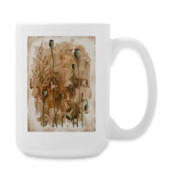 Tiges de coquelicot sur des tons terreux - Grande tasse 440 ml - blanc - Droite