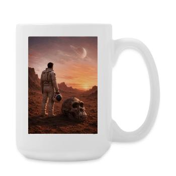 Astronaute et Crâne sur la planète rouge - Grande tasse 440 ml - blanc - Droite