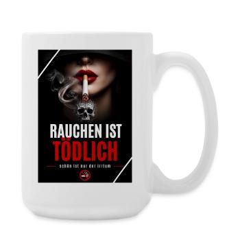 Rauchen ist tödlich – Skulldrop - Große Tasse 440 ml - Weiß - Rechts