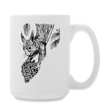 Écureuil avec des pommes de pin - Grande tasse 440 ml - blanc - Droite