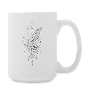 Nachtwal und Sternenblume - Große Tasse 440 ml - Weiß - Rechts
