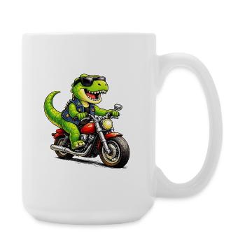 Biker Dinosaur - Large Mug 440 ml - white - Right