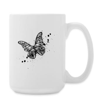 Schmetterling Illustration - Große Tasse 440 ml - Weiß - Rechts