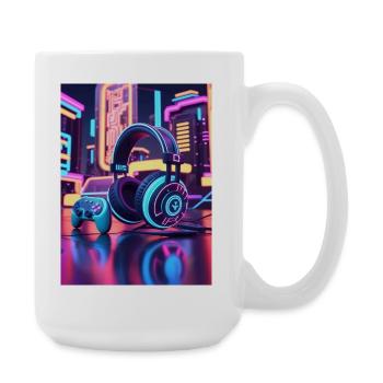 Neon Gaming Headset Design - Large Mug 440 ml - white - Right