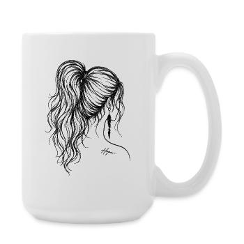 Haar-Line-Art mit Hope Tattoo - Große Tasse 440 ml - Weiß - Rechts