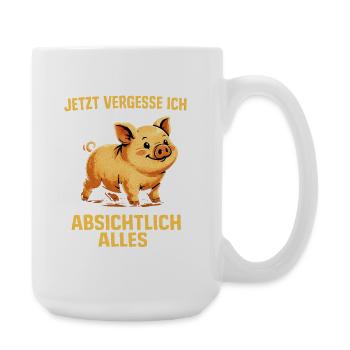 Absichtlich Alles: Fröhliches Schweinchen - Große Tasse 440 ml - Weiß - Rechts