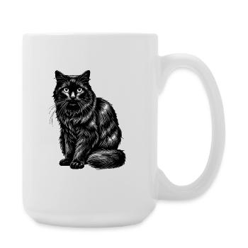 Black Cat Portrait in Contrasting Illustration - Large Mug 440 ml - white - Right