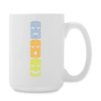 Masque Tiki Tricolore, T-shirts de style rétro et plus encore - Grande tasse 440 ml - blanc - Droite