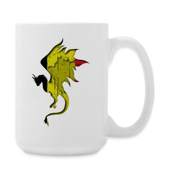 Flagge von Belgien - Belgien - Drachensilhouette - Große Tasse 440 ml - Weiß - Rechts