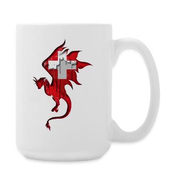 Flagge der Schweiz - Schweiz - Drachensilhouette - Große Tasse 440 ml - Weiß - Rechts