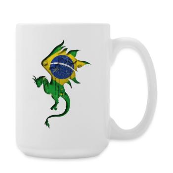 Flag of Brazil - Brazil - Dragon Silhouette - Large Mug 440 ml - white - Right