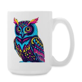 Neon Tribal Eule Design - Große Tasse 440 ml - Weiß - Rechts
