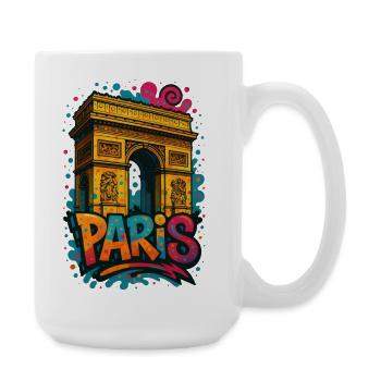 Chemise Paris Arc de Triomphe – Conception de style graffiti - Grande tasse 440 ml - blanc - Droite