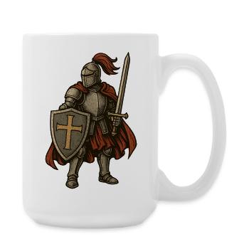 Chevalier épique avec bouclier et épée - Grande tasse 440 ml - blanc - Droite