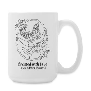 Créé avec amour – Butterfly & Chaos - Grande tasse 440 ml - blanc - Droite