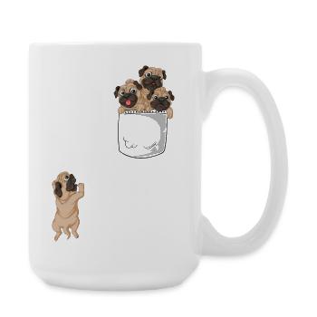Süße Möpse Tasche T-Shirt - Große Tasse 440 ml - Weiß - Rechts