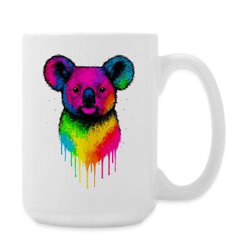 Regenbogen Koala Neon Splatter - Große Tasse 440 ml - Weiß - Rechts