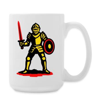 Gelber Ritter mit rotem Schwert - Große Tasse 440 ml - Weiß - Rechts