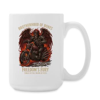 Biker skeleton, motorcycle and flames - Halloween - Large Mug 440 ml - white - Right
