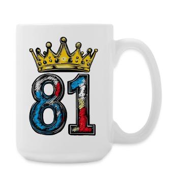 81 Zahl Krone - Große Tasse 440 ml - Weiß - Rechts