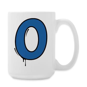 Glimmerblaues Tropfen-O - Große Tasse 440 ml - Weiß - Rechts