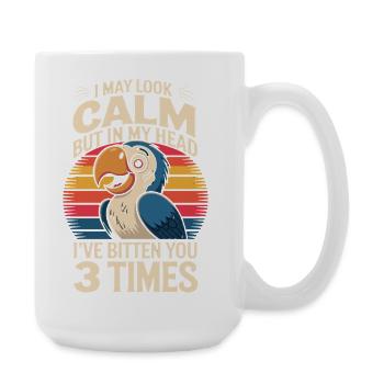 Perroquet disant que j’ai peut-être l’air calme mais dans ma tête - Grande tasse 440 ml - blanc - Droite
