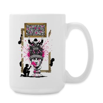 Kopfskulptur PopKollage - Große Tasse 440 ml - Weiß - Rechts