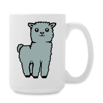 Niedliches Alpaka Lama Tier weich flauschig comic - Große Tasse 440 ml - Weiß - Rechts