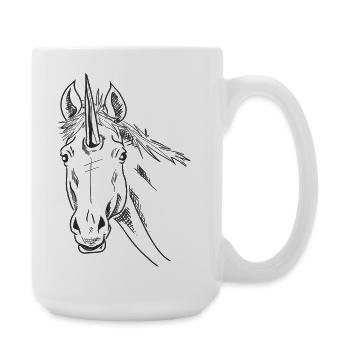 Unicorn Sketch Line Art Design Minimalist Fantasy - Large Mug 440 ml - white - Right