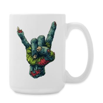 Zombie Hand Rock Zeichen Illustration - Große Tasse 440 ml - Weiß - Rechts