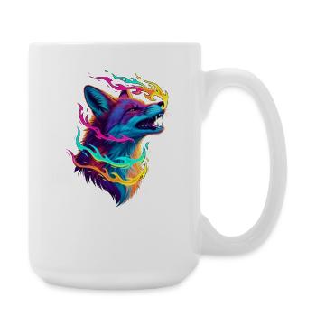 Neonwolf Flammenzauber - Große Tasse 440 ml - Weiß - Rechts