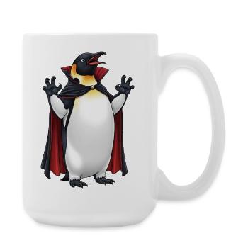 Lustiger Halloween Pinguin Vampir Grusel Cartoon - Große Tasse 440 ml - Weiß - Rechts