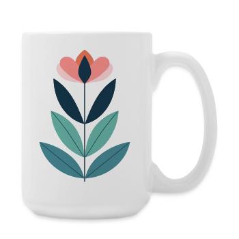 Geometric Modern Flower Illustration - Large Mug 440 ml - white - Right