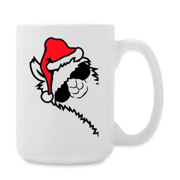 Lama Cool Sonnenbrille Weihnachtsmütze Seitlich - Große Tasse 440 ml - Weiß - Rechts