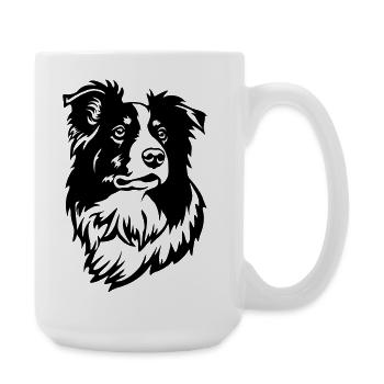 Tête de Border Collie - Grande tasse 440 ml - blanc - Droite