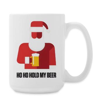 Santa Ho ho hold my Beer Spruch - Große Tasse 440 ml - Weiß - Rechts