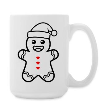 Bonhomme en pain d’épices sucré | Noël avec le cœur - Grande tasse 440 ml - blanc - Droite