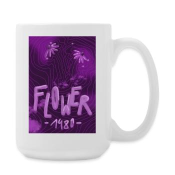 Néon floral Rétro des années 80 - Grande tasse 440 ml - blanc - Droite