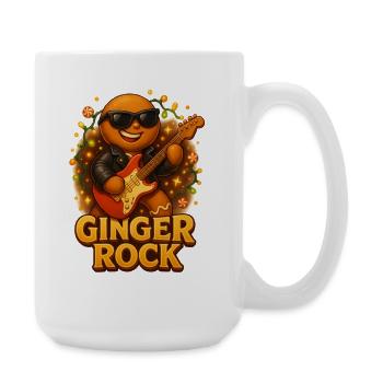 Lebkuchen mit Gitarre Rock n Roll - Große Tasse 440 ml - Weiß - Rechts