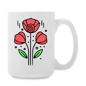 Poppy Poppies Minimalist Line Art 10 - Large Mug 440 ml - white - Right