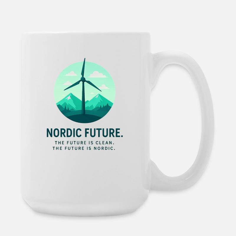 Nordic Future: Green Wind Energy - Large Mug 440 ml - white