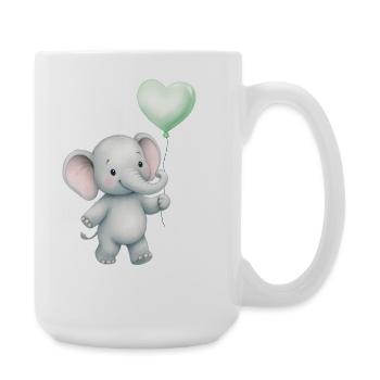 Elefant mit Herzballon - Große Tasse 440 ml - Weiß - Rechts