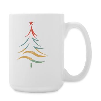 Bunter Weihnachtsbaum Pinselstriche - Große Tasse 440 ml - Weiß - Rechts