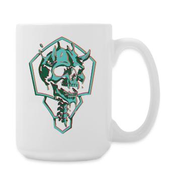 Neon skull in hexagon - Large Mug 440 ml - white - Right